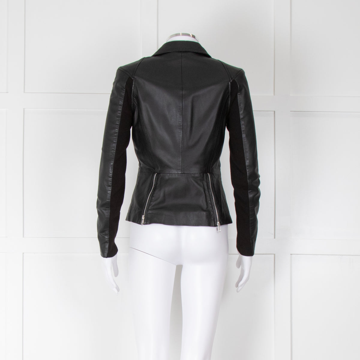 Muubaa Black Leather Short Biker Jacket