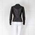 Muubaa Black Leather Short Biker Jacket
