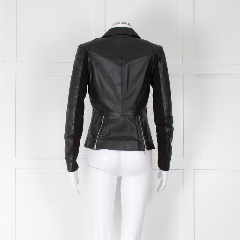 Muubaa Black Leather Short Biker Jacket