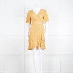 Ba&sh Yellow Black Cream Print Wrap Dress