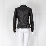 Muubaa Black Leather Short Biker Jacket