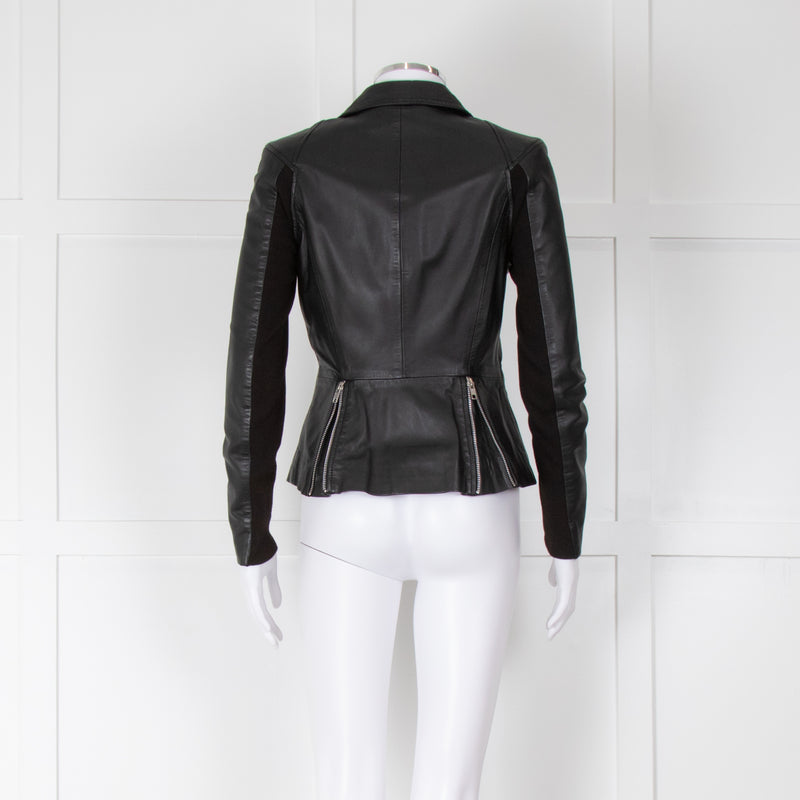 Muubaa Black Leather Short Biker Jacket