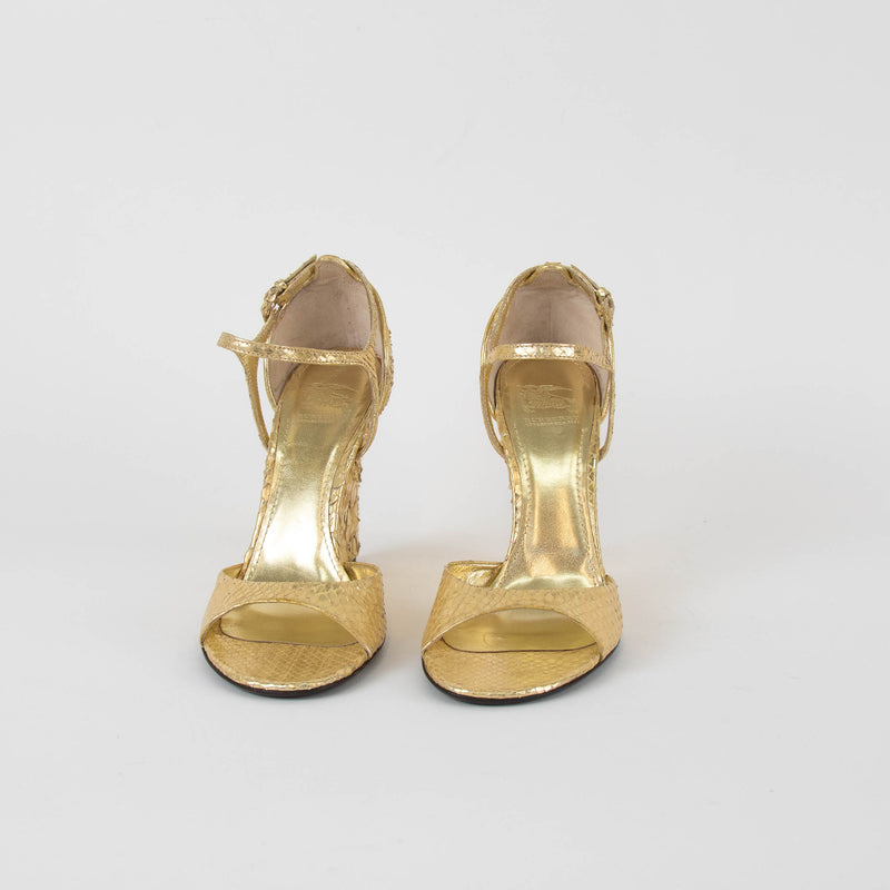 Burberry Gold Metallic Wedges