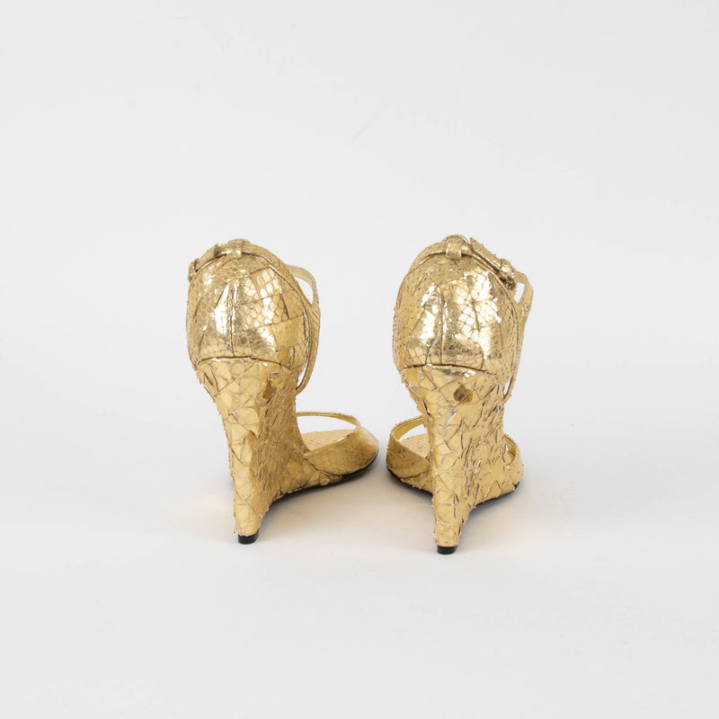 Burberry Gold Metallic Wedges