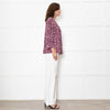 Ba&sh Cream Burgundy Print Pin Tuck Detail 3/4 Sleeved Blouse