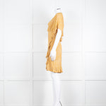 Ba&sh Yellow Black Cream Print Wrap Dress