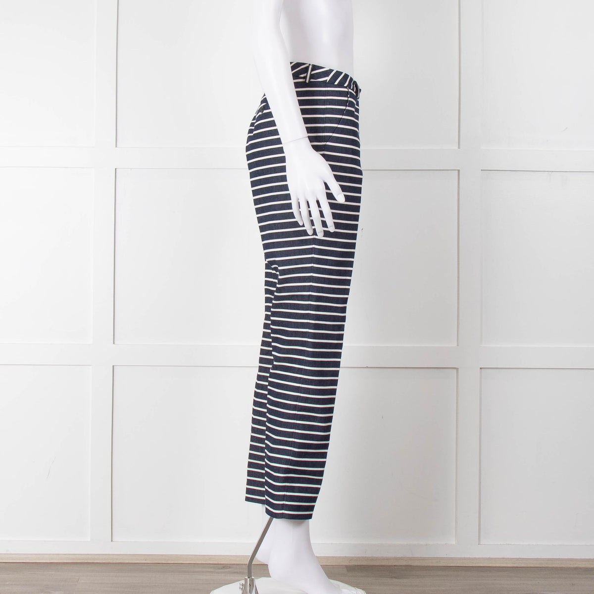 Weekend Max Mara Blue White Striped Cotton Blend Trousers