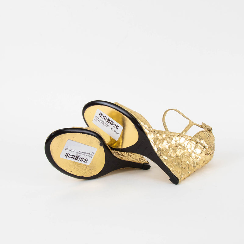 Burberry Gold Metallic Wedges