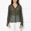 Paige Green Floral Blouse with Wide Cuff