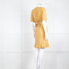 Ba&sh Yellow Black Cream Print Wrap Dress