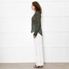 Paige Green Floral Blouse with Wide Cuff