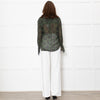Paige Green Floral Blouse with Wide Cuff