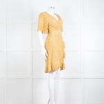 Ba&sh Yellow Black Cream Print Wrap Dress
