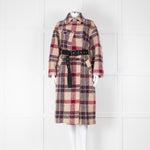 Isabel Marant Etoile Beige Pink Check Long Belted Coat