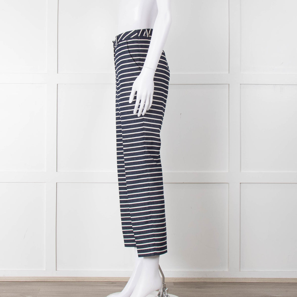 Weekend Max Mara Blue White Striped Cotton Blend Trousers