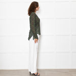 Paige Green Floral Blouse with Wide Cuff