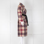 Isabel Marant Etoile Beige Pink Check Long Belted Coat