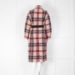 Isabel Marant Etoile Beige Pink Check Long Belted Coat