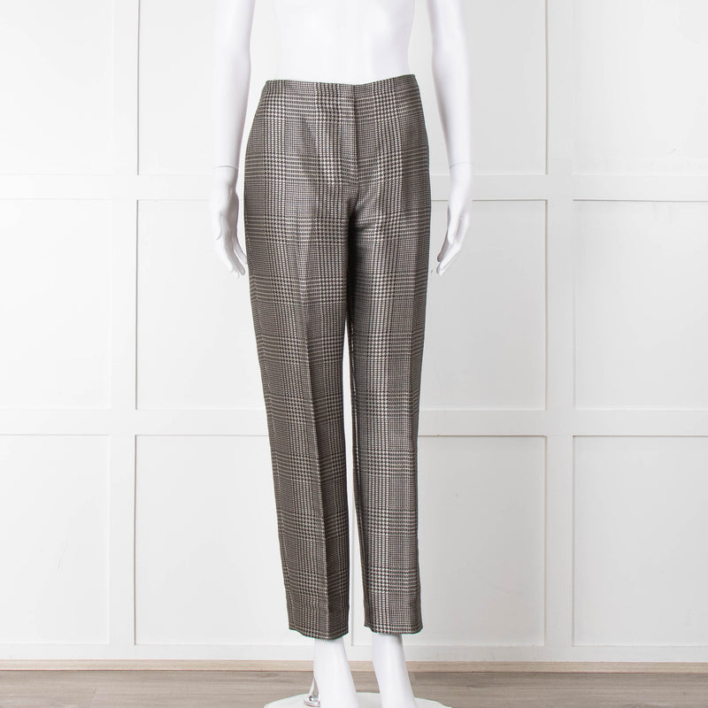 Ralph Lauren Silver Grey Prince Of Wales Check Trousers