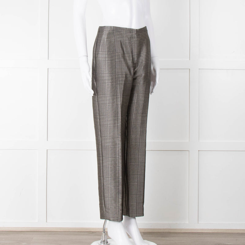 Ralph Lauren Silver Grey Prince Of Wales Check Trousers