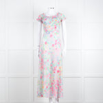 Rixo London Pale Green Pink Blue Silk Print Maxi Dress