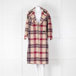 Isabel Marant Etoile Beige Pink Check Long Belted Coat