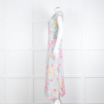 Rixo London Pale Green Pink Blue Silk Print Maxi Dress