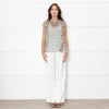 Twinset Blue Sheer Micro Floral Frilled Blouse