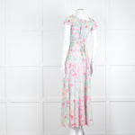 Rixo London Pale Green Pink Blue Silk Print Maxi Dress