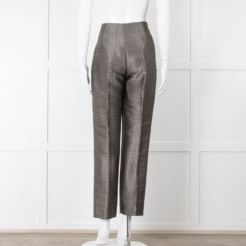 Ralph Lauren Silver Grey Prince Of Wales Check Trousers