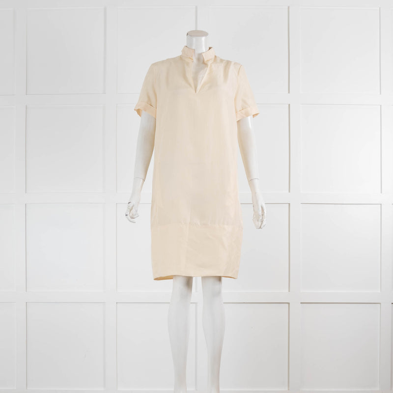 Costume National Cream Silk Short Sleeve Tunic Dress