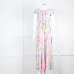 Rixo London Pale Green Pink Blue Silk Print Maxi Dress