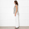 Twinset Blue Sheer Micro Floral Frilled Blouse