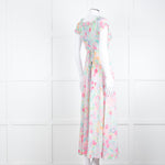Rixo London Pale Green Pink Blue Silk Print Maxi Dress