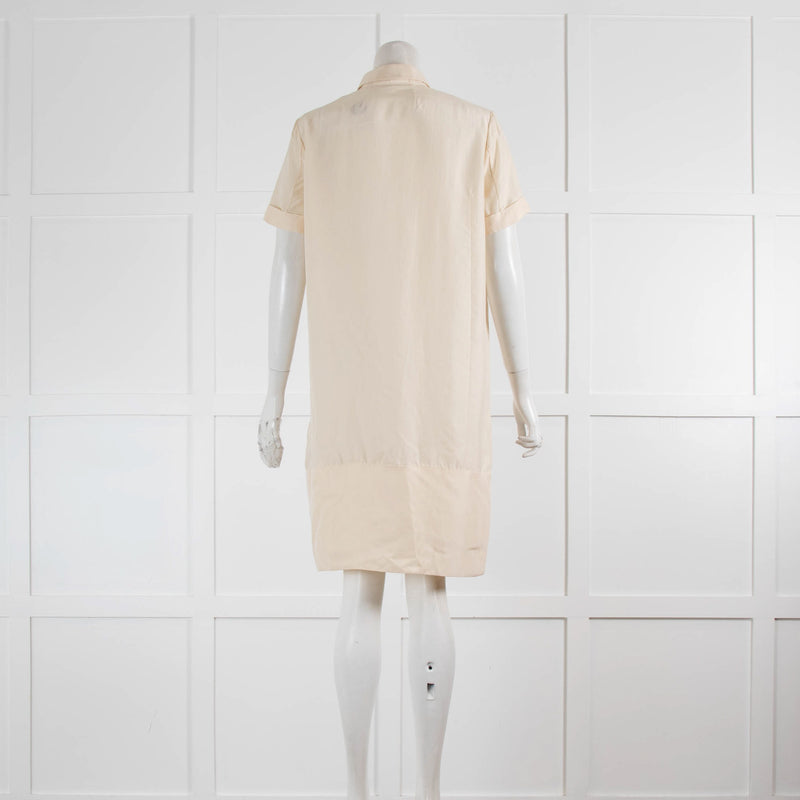 Costume National Cream Silk Short Sleeve Tunic Dress