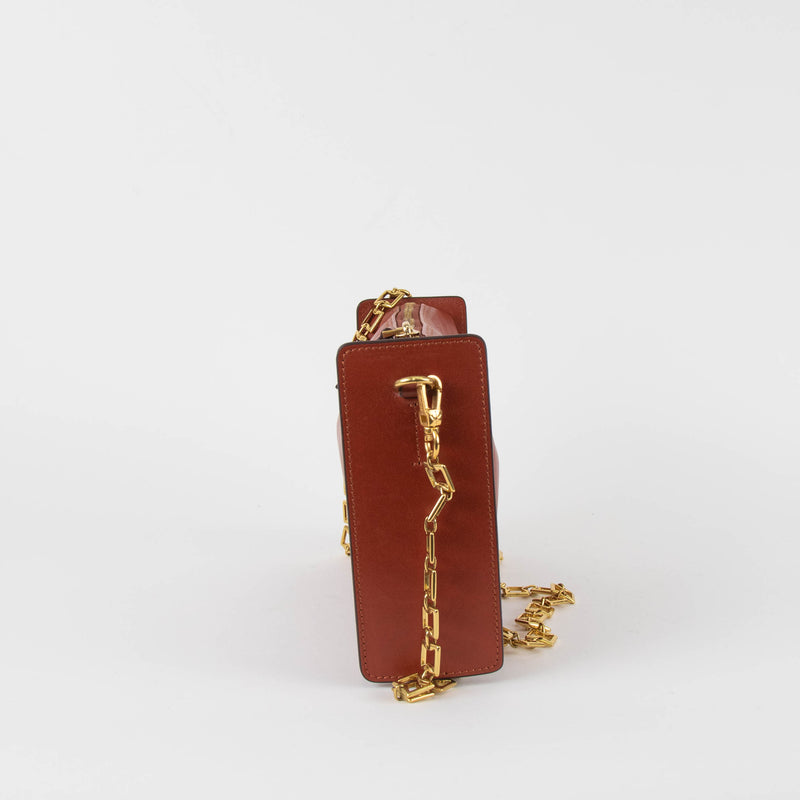 Manu Atelier Rustic Brown Gold Chain Leather Bag