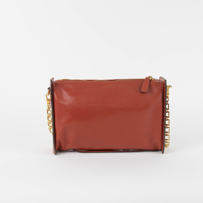 Manu Atelier Rustic Brown Gold Chain Leather Bag