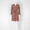 Gucci Rusty Brown Cream Silk Long Sleeve Belted Short Dress