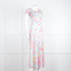 Rixo London Pale Green Pink Blue Silk Print Maxi Dress