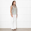 Twinset Blue Sheer Micro Floral Frilled Blouse