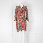 Gucci Rusty Brown Cream Silk Long Sleeve Belted Short Dress