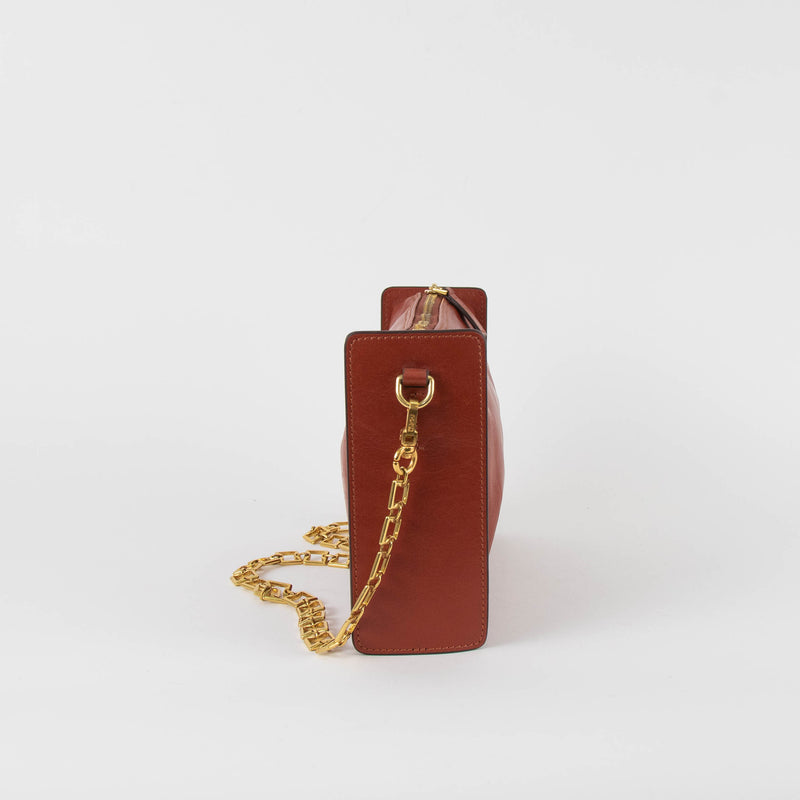Manu Atelier Rustic Brown Gold Chain Leather Bag
