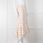 Brock Collection Cream Red Heart Peplum Skirt