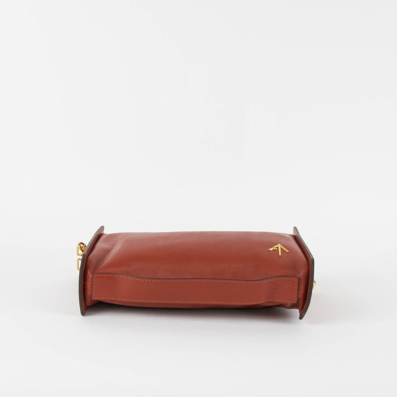 Manu Atelier Rustic Brown Gold Chain Leather Bag