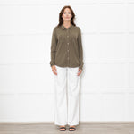 Notshy Green Cashmere Popper Front Shirt