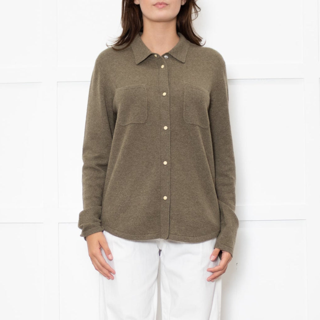Notshy Green Cashmere Popper Front Shirt