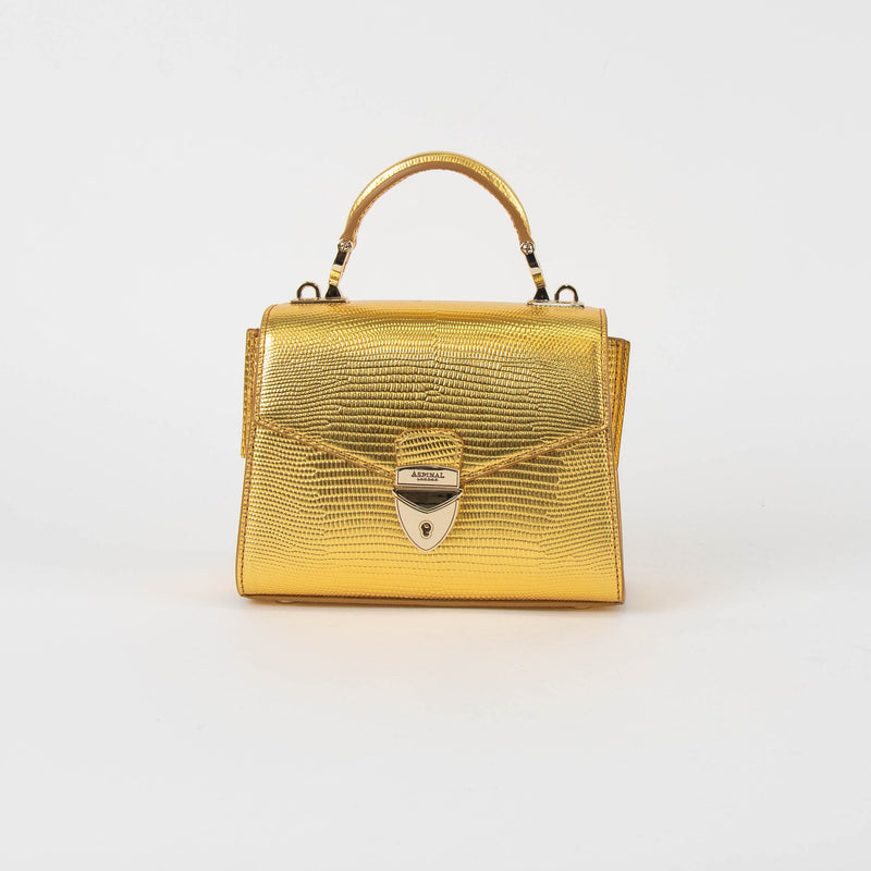 Aspinal Of London Gold Mini Modern Mayfair Bag