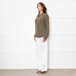 Notshy Green Cashmere Popper Front Shirt