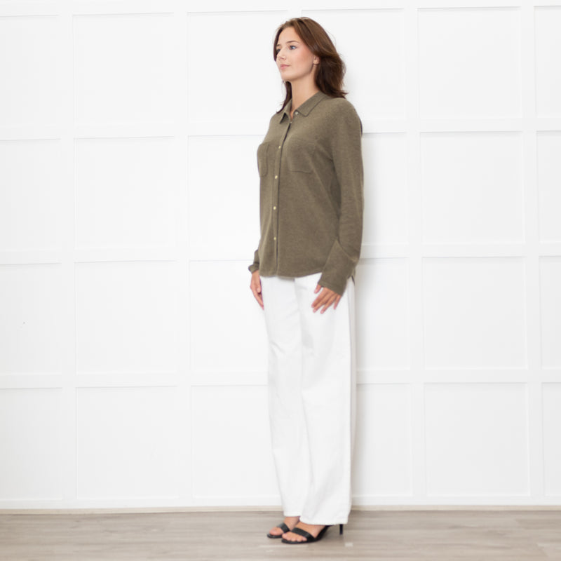 Notshy Green Cashmere Popper Front Shirt