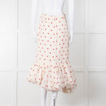 Brock Collection Cream Red Heart Peplum Skirt